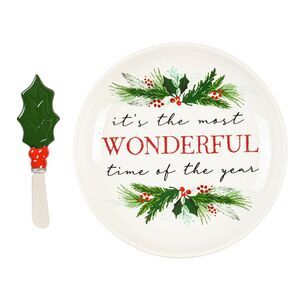 Christmas Cheese‎ Plate & Spreader Set NWT